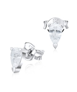 Oval Shaped CZ Silver Ear Stud STS-3285 